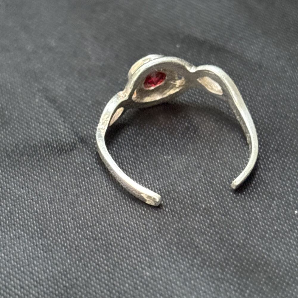Sterling Silver Toe Ring / ToeRing With Pink - Red Gemstone 925 Silver - Picture 6 of 9